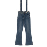 セミブーツカットハイスパンデックスサスペンダーデニムパンツ/SEMI BOOTSCUT HIGH SPANDEX SUSPENDER DENIM PANTS [6677]