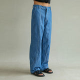 バータック デニムパンツ/BAR TACK DENIM PANTS (MID BLUE)