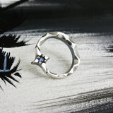 クレセントライトS1シルバースタッズイヤリング / Crescent light-S1 Blue Sapphire silver stud earring (4595528958070)