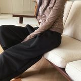 Twee pintuck two-way banding long wide jogger pants
