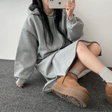 Nappingropping Slit Hooded Dress