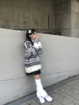 イグルーフードロングニットウェア / Igloo hooded long knitwear