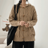 Ruddy Tteokbokki button hooded knit cardigan