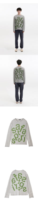 TICKETING STRIPE BORDER TEE (GREY)