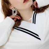 Overfit VV-neck Sweat Shirt [White] (6592367624310)