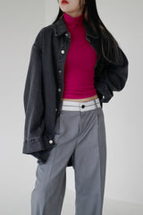 ウォッシュドデニムシャツジャケット / washed black denim shirt jacket
