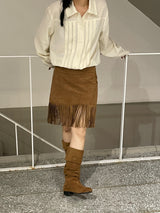 Lumiere string pintuck blouse 