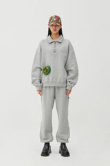 Cherry Bear Half Zipup Crewneck_Grey (6684836364406)
