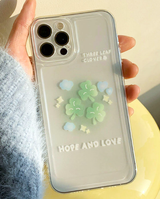 ホープアンドラブスリーリーフクローバーフォーンケース / Hope and love three-leaf clover phone case