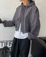 モノクロップフードジャンパー / CR Mono Cropp Hood Jumper (3 colors)