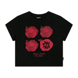 シンプリファイローズクロップTシャツ / SIMPLIFY ROSE CROP T-SHIRTS - BLACK