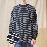 VZロゴビックオバーフィットボーダースリーブネイビー/VZ Logo Big Over Fit Boarder Long Sleeve Navy (6683344535670)