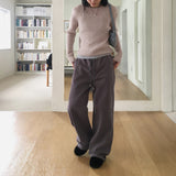【MADE】プロンピッチ起毛コットンバンディングロングワイドパンツ