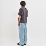 BANDING WIDE DENIM PANTS LIGHT BLUE