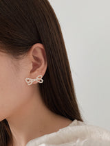 アイレットリボンパールピアス / [925silver] Eyelet ribbon pearl earrings