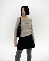 フラッシュオフザショルダーニット / Flash Off-the-shoulder knit (3color)