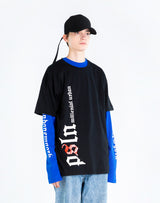 "psln" 長袖Tシャツ ブルー/ "psln" long sleeve tee blue (4437306835062)