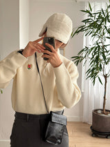 ASCLO Classic Embroidery Half Zip Up Knit (4color)