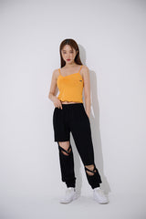 アンバランスシャーリングクロップスリーブレス/TOP(9397) Unbalance Shirring Crop Sleeveless