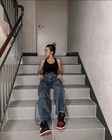 ワイドフィットスリットミディアムブルーデニムパンツ/WIDE FIT SLIT MEDIUM BLUE DENIM PANTS [16634]
