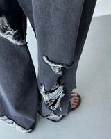 ダメージワイドパンツ / SK Damage Wide Pants (2 colors)