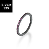 [S925]１㎜テニスリング/[S925] 1MM Ruby Tennis Rilng (black silver)