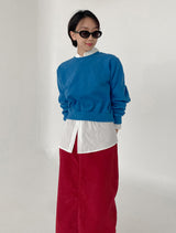 カラーリーズクロップスウェットシャツ/Color Raised Crop Sweatshirt [ Yellow ]