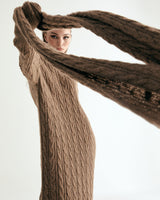 ALPACA CABLE KNIT MUFFLER & ONEPIECE SET - COCOA (6635997102198)