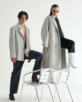 UNISEX HAIRY WOOL COAT JACKET M - BYRDEYE GRAY (6636064669814)
