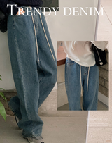 ストッパーポイントデニムワイドパンツ