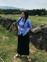 パステルストライプハーフシャツ