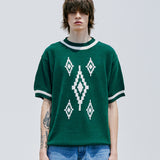 ナバジョパターンリンガーハーフニット / NAVAJO PATTERN RINGER HALF KNIT GREEN