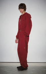 WIDE ZIP SWEATPANTS_DARK RED