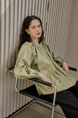 シャーリングパフブラウス/SHIRRING PUFF BLOUSE_MINT