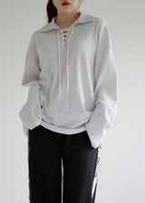 ワッフルアイレットカラーTシャツ/Waffle Eyelet Collar T-shirt (2color)