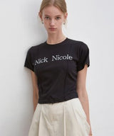 NICOLE PINTUCK CROP TEE_CREAM