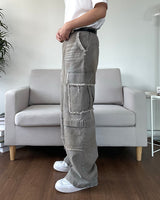 Sand Washed cargo cut denim pants