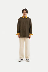 コントラスティングポイントコーデュロイシャツ/Contrasting point corduroy shirt S112 Mustard&Black