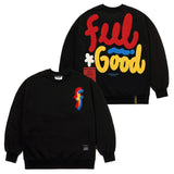 フィールグッドオーバーサイズドヘビースウェットシャツ / 22 FEEL GOOD OVERSIZED HEAVY SWEAT CREWNECK WHITE MELANGE / BLACK