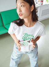 ピース＆ラブ クラブ Tシャツ / Peace&Love*Club Crop T-shirt (White)