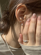 [92.5silver] mini cubic one-touch earrings