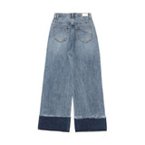 ワイドフィットロールアップデニムパンツ/WIDE FIT LIGHT BLUE ROLL UP DENIM PANTS [16635]