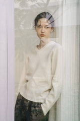 リブ Vニットトップス/RIBBED V-KNIT TOP_IVORY
