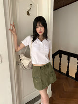ムードルポケットカラーマッチングカラー半袖Tシャツ