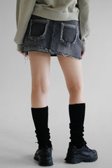 フォルドデニムスカート/folded denim skirt