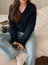 クローバーVネックウール50ニット(10color) (6661180784758)