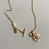 パールコイントグルネックレス/ii Pearl Coin Toggle Bar Necklace