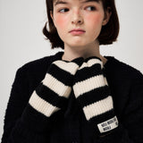 STRIPE MITTENS, BLACK+IVORY