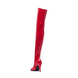 Thigh High Open Toe Heel Boots(Red)