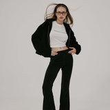 モヘアブーツカットバンディングパンツ/MOHAIR BOOTS CUT BANDING PANTS, BLACK